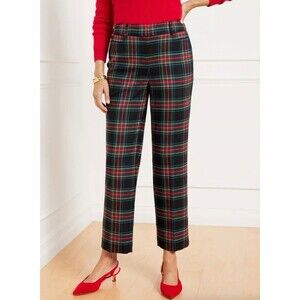 NWT Talbots Hampshire Ankle Pants Sz. 10 Blue Red Plaid Tartan Fit Wool Blend